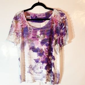 🔴 CATO Purple flower xl shirt NWT